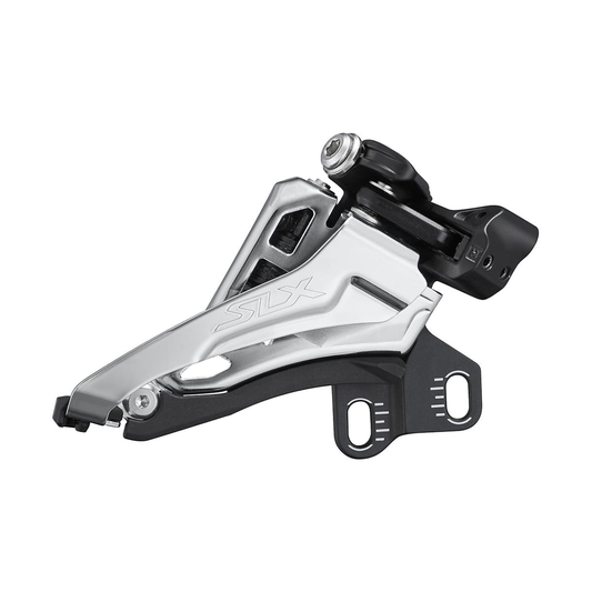 Desviador dianteiro SHIMANO SLX SIDE SWING FD-M7100-E 2x12V tipo E — vista 1 sobre fundo branco