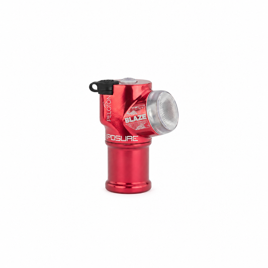 Luz traseira EXPOSURE LIGHTS BLAZE MK3 REAKT PELOTON — vista do produto sobre fundo branco