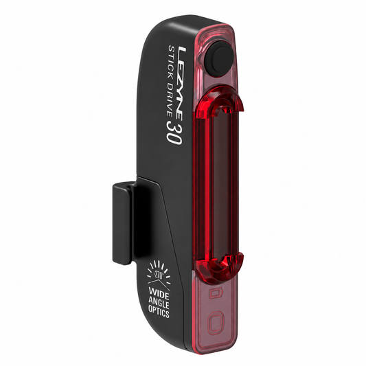 Luz traseira LEZYNE KTV STICK DRIVE preta — vista do produto sobre fundo branco