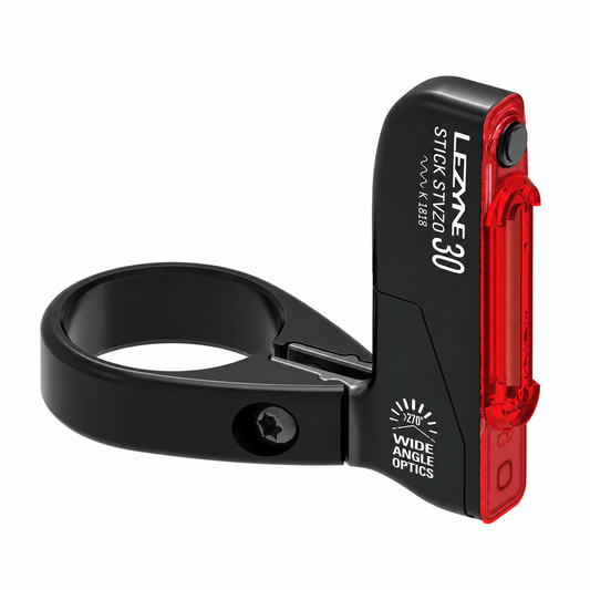 Luz traseira LEZYNE STICK DRIVE preta — vista do produto sobre fundo branco