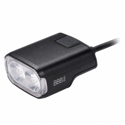Luz dianteira BBB E-STRIKE URBAN 2000 com comando com fio — vista do produto sobre fundo branco