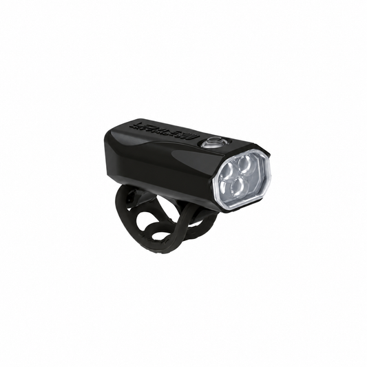 Luz dianteira LEZYNE KTV DRIVE PRO 300+ preta — vista do produto sobre fundo branco