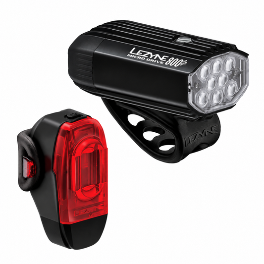 Luzes dianteira e traseira LEZYNE MICRO DRIVE 800 / KTV DRIVE+ — vista do produto sobre fundo branco