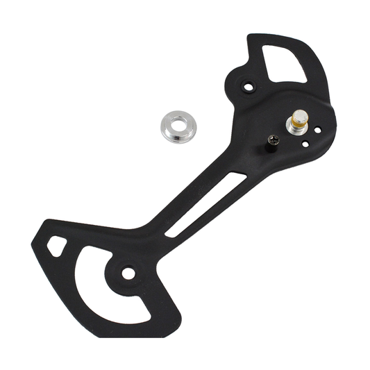 Placa externa longa para desviador traseiro SHIMANO XT RD-M8120-SGS — Y3FX98050 — fotografia da peça sobre fundo branco