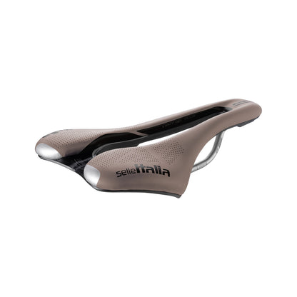 Selim SELLE ITALIA SLR BOOST GRAVEL SUPERFLOW S com carris TI316 castanho — vista a três quartos, cor castanha, S3