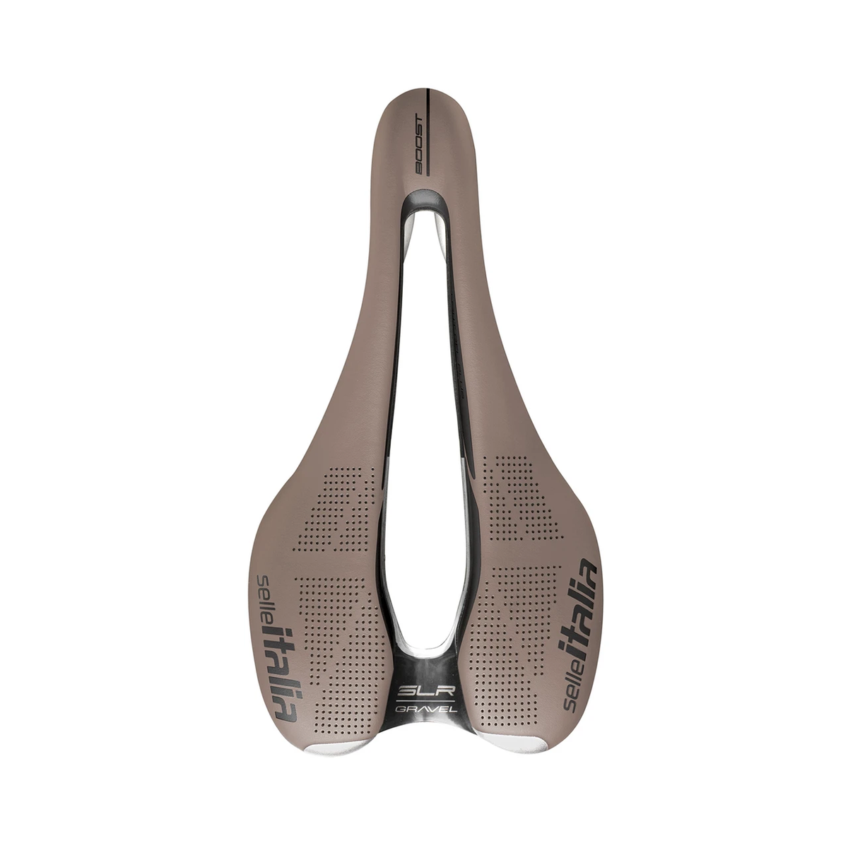 Selim SELLE ITALIA SLR BOOST GRAVEL SUPERFLOW S com carris TI316 castanho — vista superior, cor castanha, S3