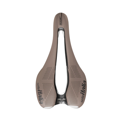 Selim SELLE ITALIA SLR BOOST GRAVEL SUPERFLOW S com carris TI316 castanho — vista superior, cor castanha, S3
