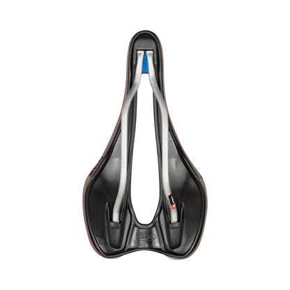Selim SELLE ITALIA SLR BOOST GRAVEL SUPERFLOW S com carris TI316 castanho — vista inferior e carris Ti316, S3