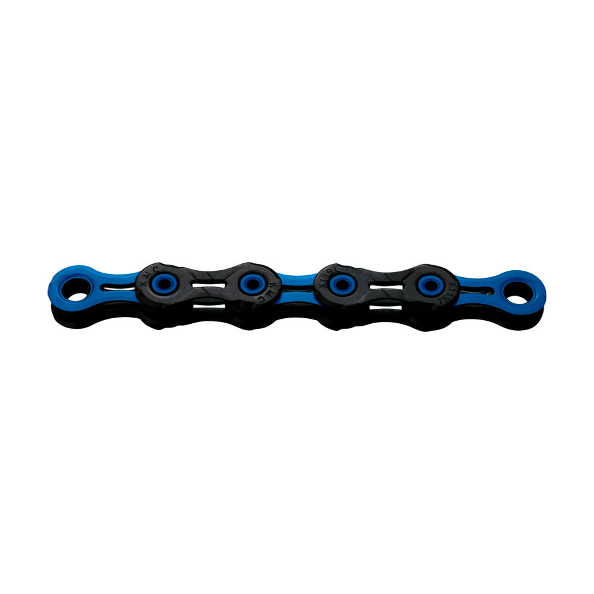 Corrente KMC DLC11 de 11V encerada preto/azul — fotografia do produto sobre fundo branco