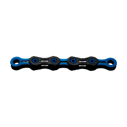 Corrente KMC DLC11 de 11V encerada preto/azul — fotografia do produto sobre fundo branco