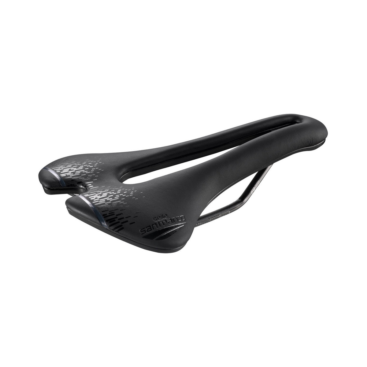 Selim SAN MARCO ASPIDE SHORT OPEN-FIT RACING L3, largura 155 mm, carris em aço Xsilite, preto — vista adicional