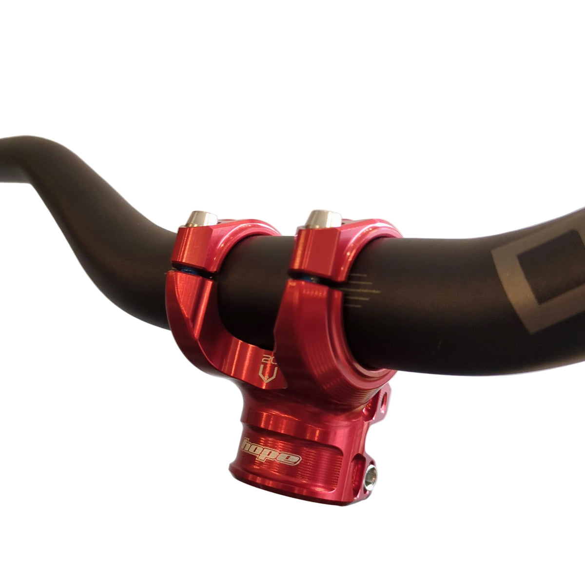 Avanço HOPE GRAVITY 20 mm vermelho — vista frontal, montado num guiador