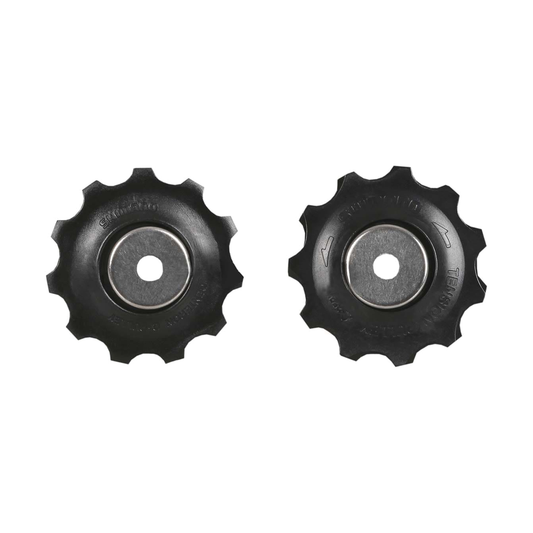Roldanas do desviador traseiro SHIMANO SLX de 10 velocidades — peça sobre fundo branco