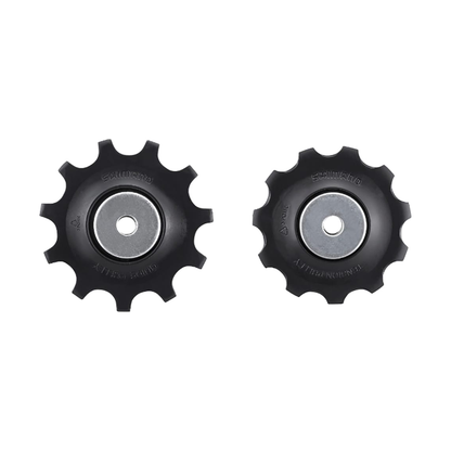 Roldanas do desviador traseiro de 10 velocidades SHIMANO DEORE RD-M6000 para caixa média — peça sobre fundo branco