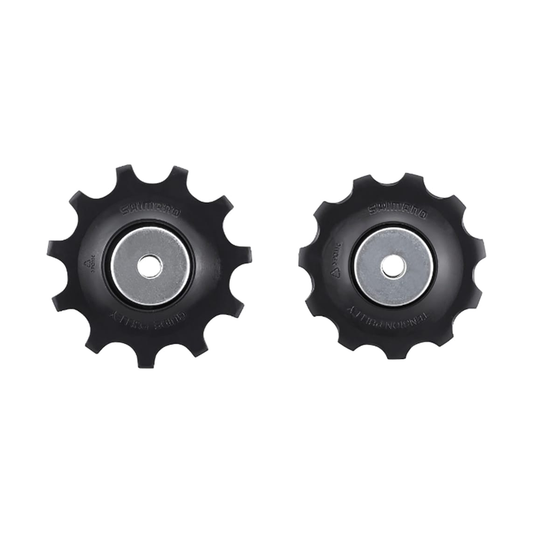Roldanas do desviador traseiro de 10 velocidades SHIMANO DEORE RD-M6000 para caixa média — peça sobre fundo branco