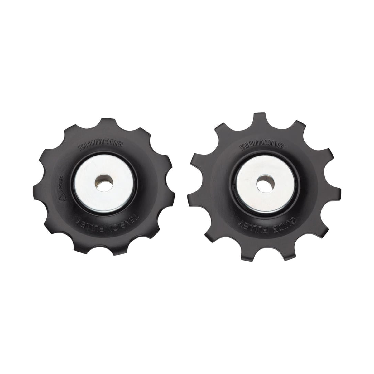 Roldanas do desviador traseiro de 11 velocidades SHIMANO SLX M7000 / METREA U5000 #Y5RS98010, pretas — peça sobre fundo branco