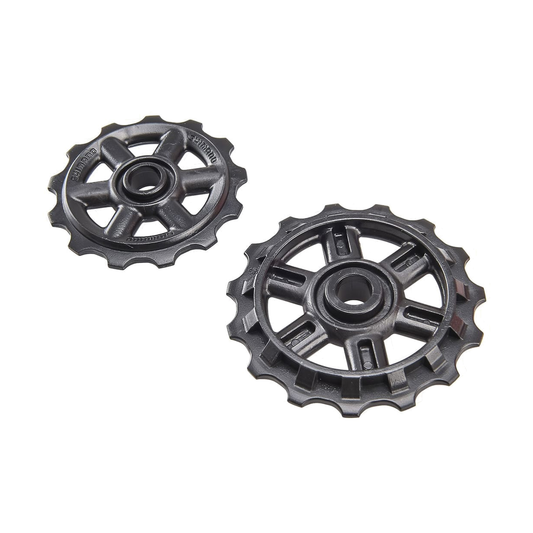 Roldanas do desviador traseiro de 7/8 velocidades SHIMANO ALTUS RD-M310, pretas — peça sobre fundo branco