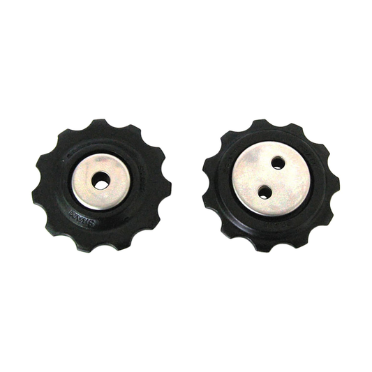 Roldanas do desviador traseiro de 9 velocidades SRAM X7 2004-2009/X5 2008-2009 (x2) — peça sobre fundo branco