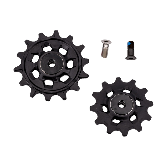 Par de roldanas do desviador SRAM GX Eagle AXS #11.7518.103.000 — peça sobre fundo branco