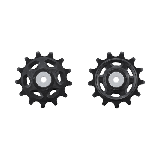 Roldanas do desviador traseiro de 11 velocidades SHIMANO XT M8130/M8150 para caixa longa Linkglide — peça sobre fundo branco