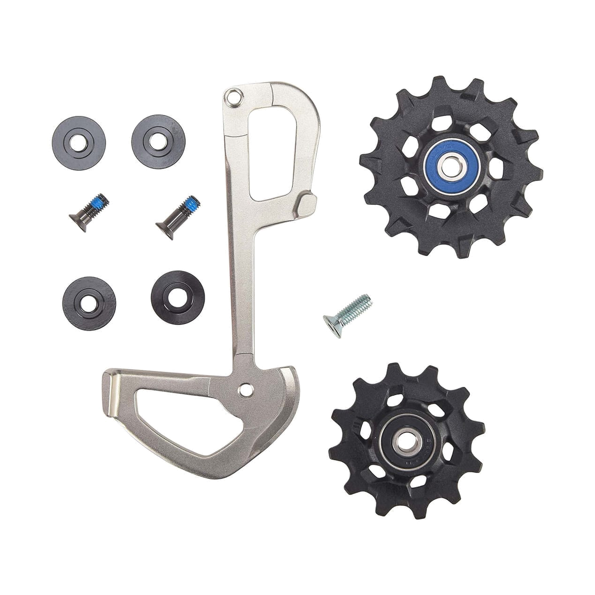 Placa interior e roldanas de 12 velocidades SRAM EAGLE XX1, cinzentas — peça sobre fundo branco