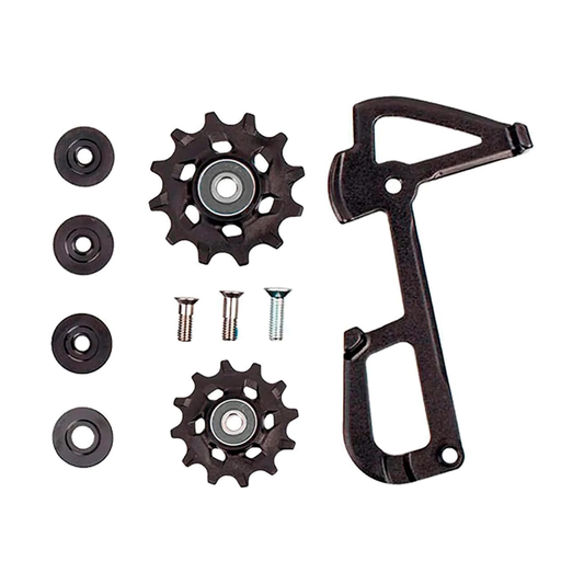 Placa interior e roldanas para desviador SRAM GX/FORCE1/RIVAL1 Type 2.1 de 1x11 velocidades — peça sobre fundo branco
