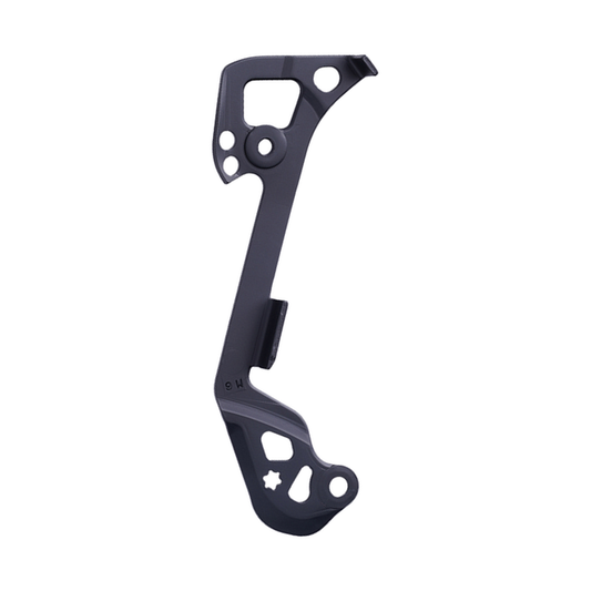 Placa interior longa do desviador traseiro SHIMANO XTR Di2 RD-M9050-SGS — peça sobre fundo branco
