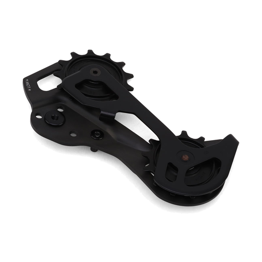 Placa e roldanas do desviador traseiro SHIMANO XTR RD-M9250 GS de 12 velocidades — peça sobre fundo branco