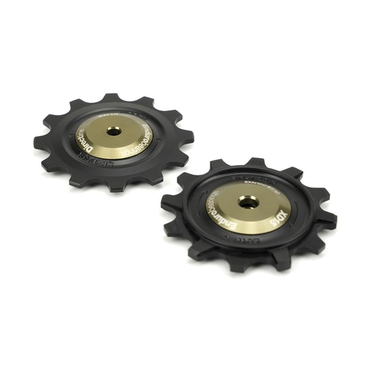 Roldanas de desviador traseiro ENDURO BEARINGS Directline XD-15 em cerâmica, para SRAM de 12 velocidades, cor grafite — peça sobre fundo branco