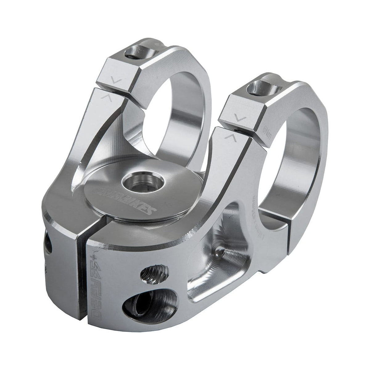 Avanço DMR DEFY35 com elevação de 5mm prateado — vista principal sobre fundo branco