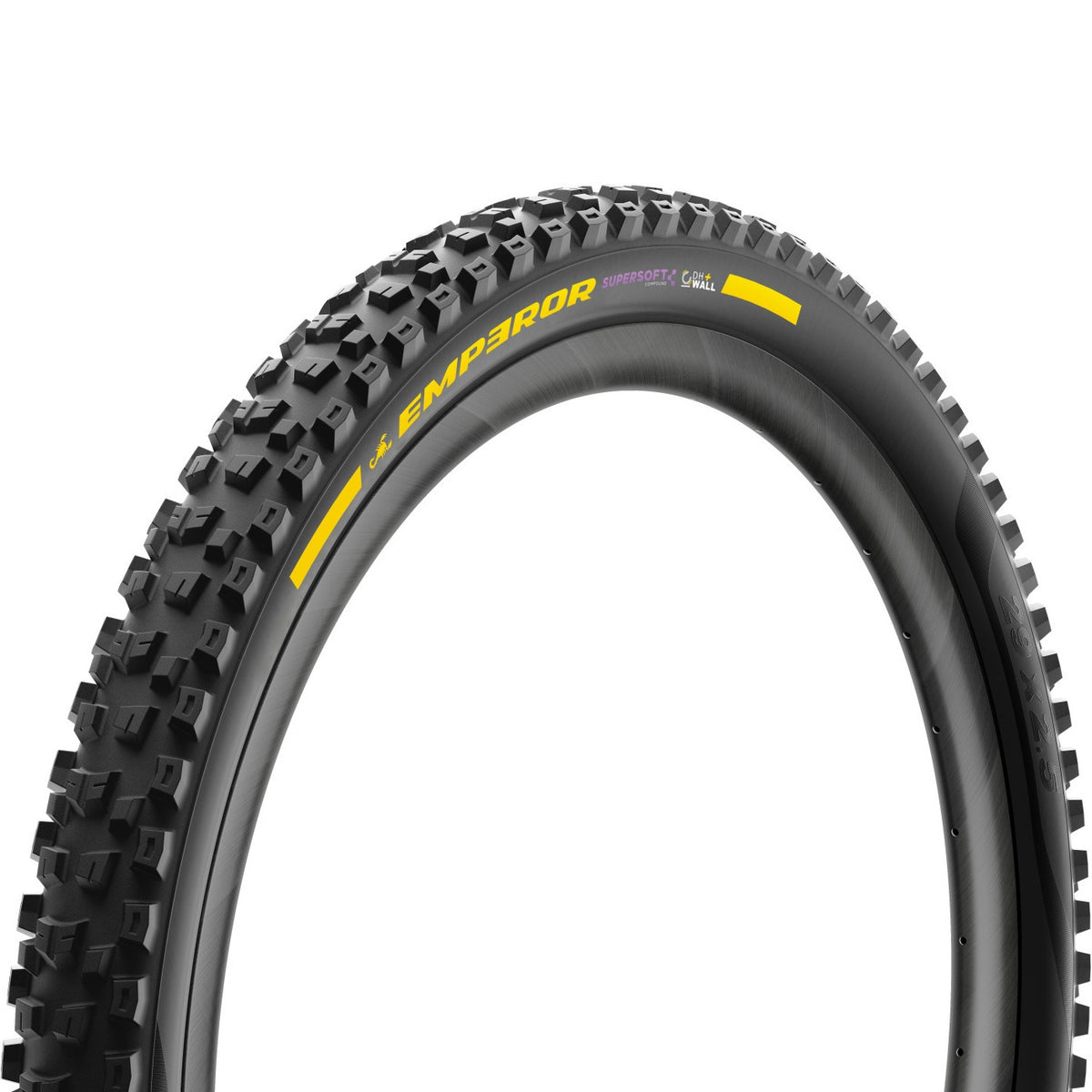 Pneu PIRELLI SCORPION EMPEROR 29x2.50 Supersoft DH+Wall Tubeless Ready de talão flexível Preto/Amarelo Edição de Equipa
