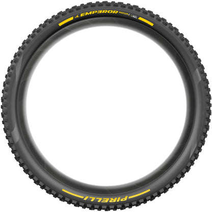 Pneu PIRELLI SCORPION EMPEROR 29x2.50 Supersoft DH+Wall Tubeless Ready de talão flexível Preto/Amarelo Edição de Equipa