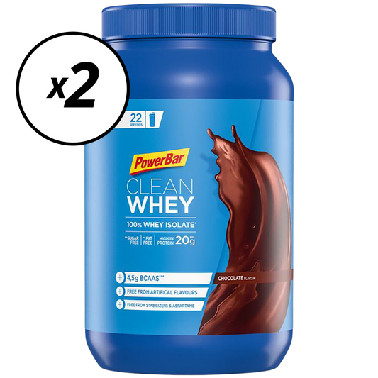 Embalagem de 2 POWERBAR CLEAN WHEY 100% Isolate Protein Drinks (570g) Chocolate Short Shelf Life