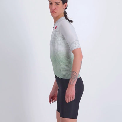Maillot CASTELLI CLIMBER'S 2.0 W Mulher Mangas Curtas Cinza/Verde