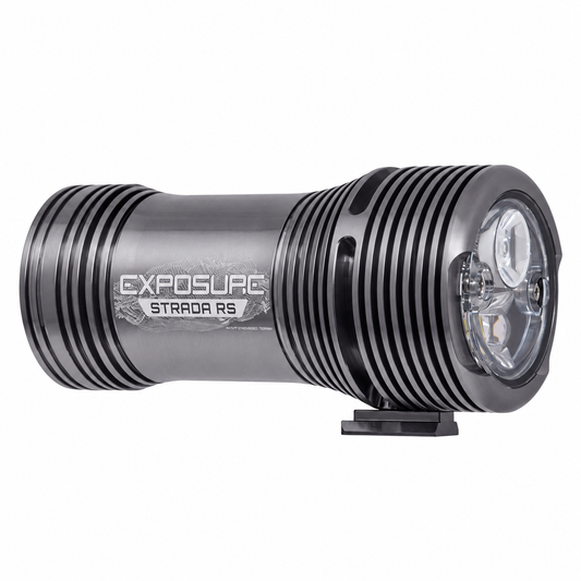 Luz dianteira EXPOSURE LIGHTS STRADA MK13 RS AKTIV Gun Metal Black — vista do produto sobre fundo branco