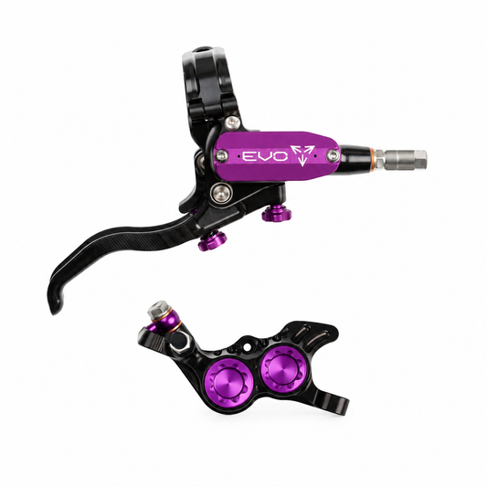 Travão HOPE TECH 4 EVO GR4 preto/violeta — manete e pinça sobre fundo branco