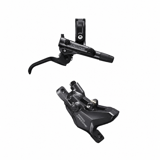 Travão SHIMANO DEORE M6100 J-KIT — manete e pinça sobre fundo branco