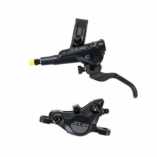 Travão SHIMANO SLX M7100 J-Kit — manete e pinça sobre fundo branco