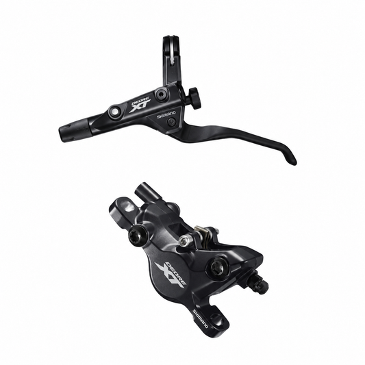 Travão SHIMANO DEORE XT BR-M8100 / BL-T8100 com manete de trekking de 3 dedos — manete e pinça sobre fundo branco