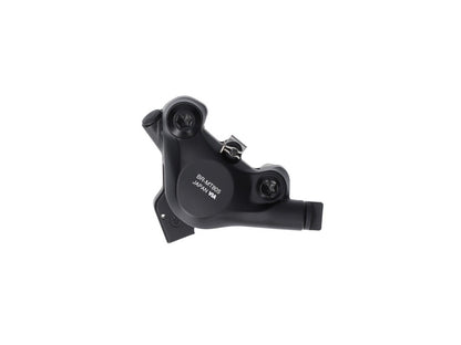 Pinça de travão SHIMANO BR-MT805 Flat Mount sem aletas — vista do lado oposto e referência