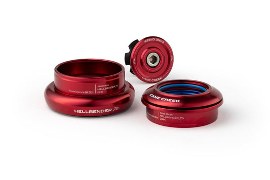 Caixa de direção semi-integrada/externa cónica CANE CREEK Hellbender 70 1"1/8-1.5" ZS44/EC44 vermelha