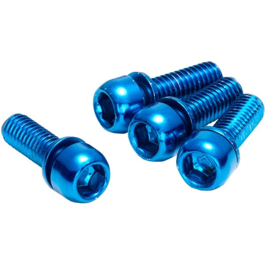 Conjunto de 4 parafusos REVERSE COMPONENTS para fixação de estribo M6 x 18 mm, azul