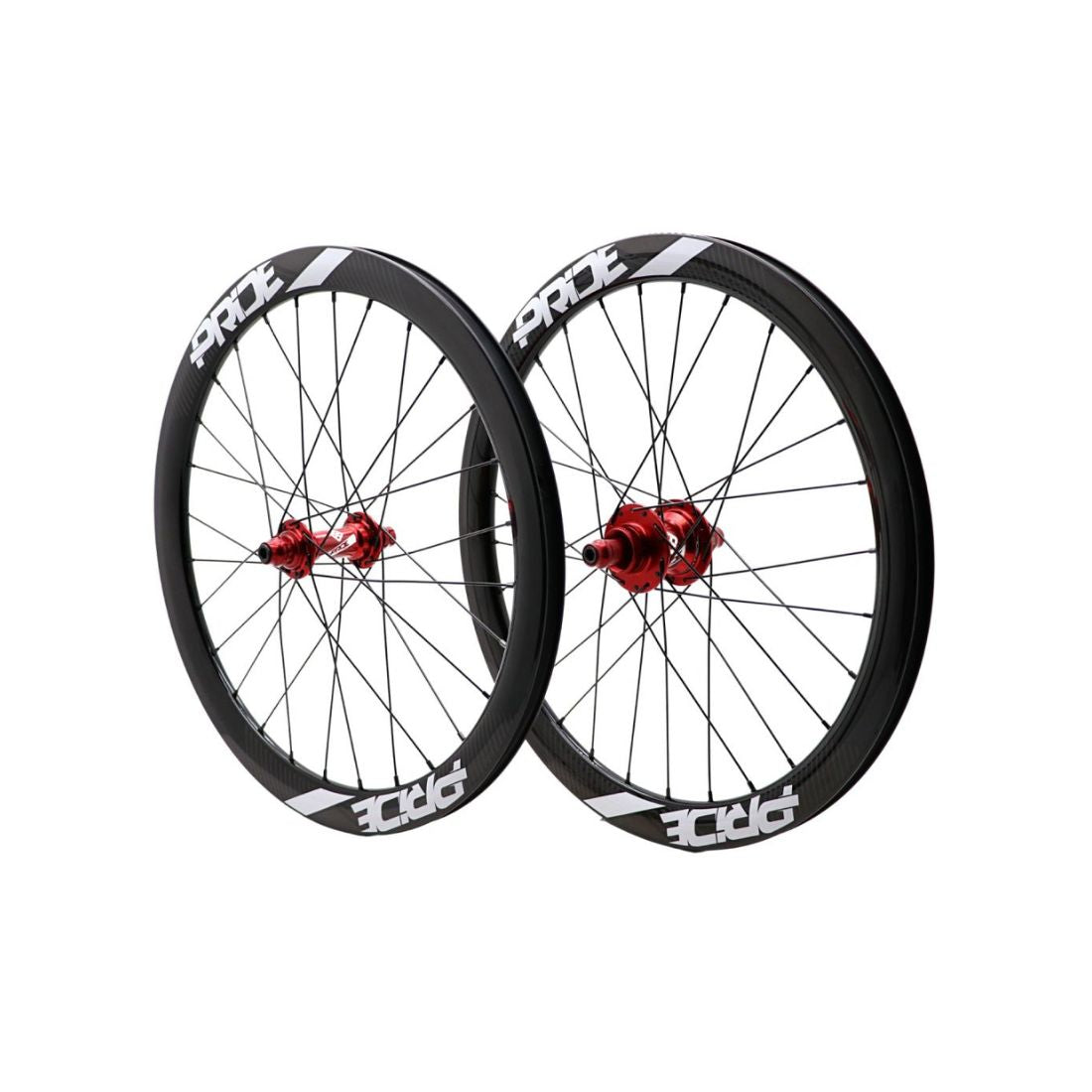 Par de Rodas PRIDE 20" (451mm) Carbono Gravity Gloss Disc Pride Control V1 Eixos 10/10mm Vermelho