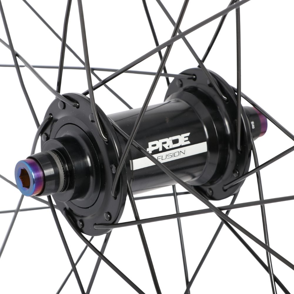 Par de Rodas PRIDE 20" (451mm) Carbono Wave Matt White Fusion Disc Eixos 10/10mm Preto/Branco