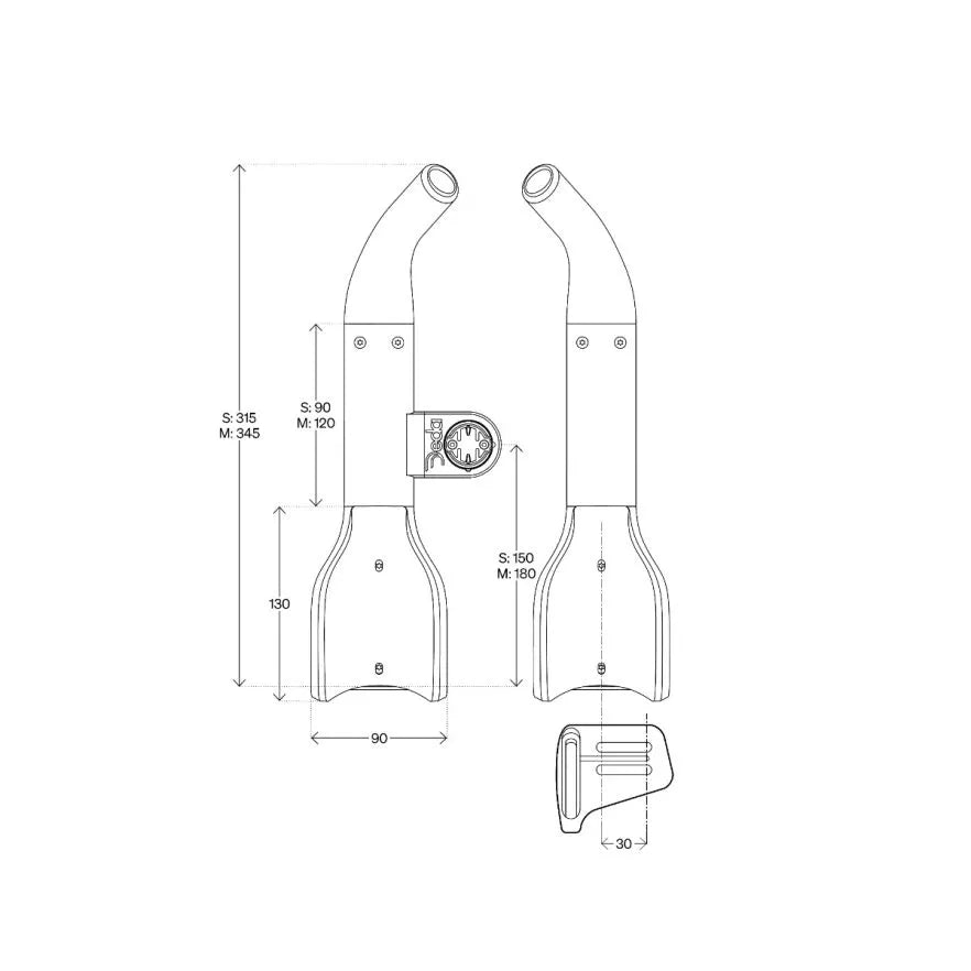 DEDA JET2 HYDRO Alu 315mm Extensores de cabide Tamanho S