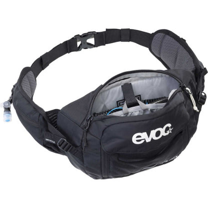 Bolsa de Cintura EVOC HIP PACK 3 L + Bolso de Água 1.5 L Preto