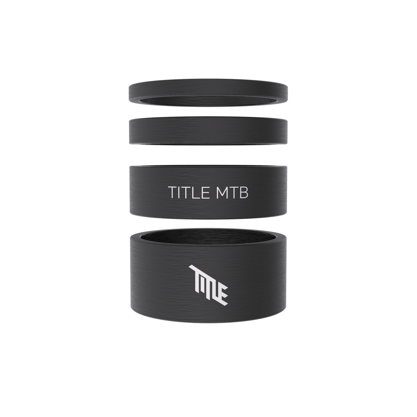 Kit d'entretoises de direction Title en carbone UD mat, 3, 5, 10 et 15 mm, empilées