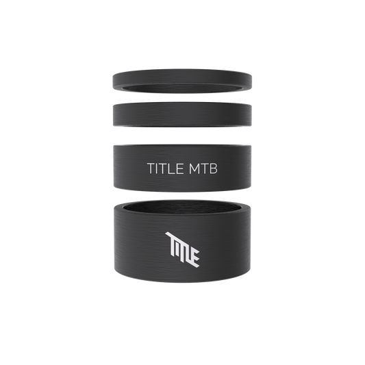 Kit de espaçadores de direção Title em carbono UD mate, 3, 5, 10 e 15 mm, empilhados