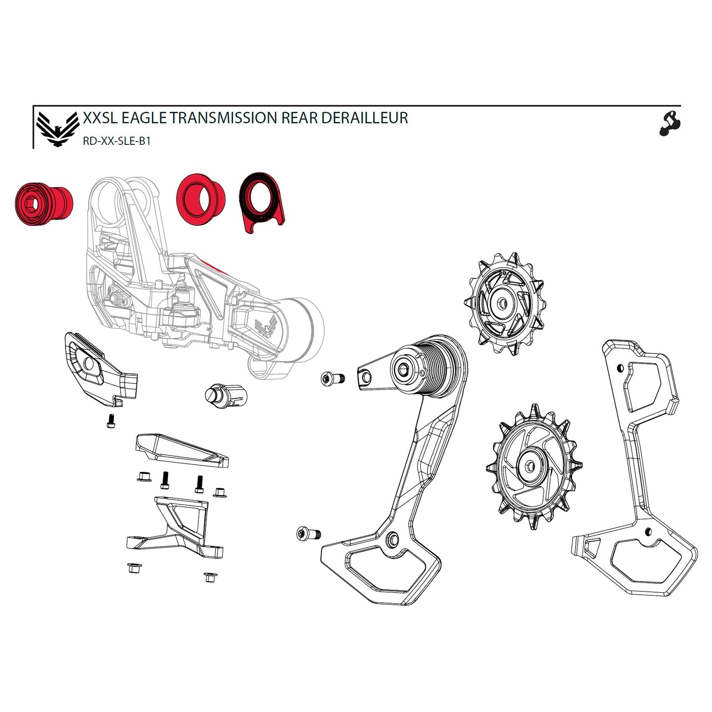 Kit de parafusos de fixação do desviador SRAM XX-SL T-TYPE EAGLE AXS
