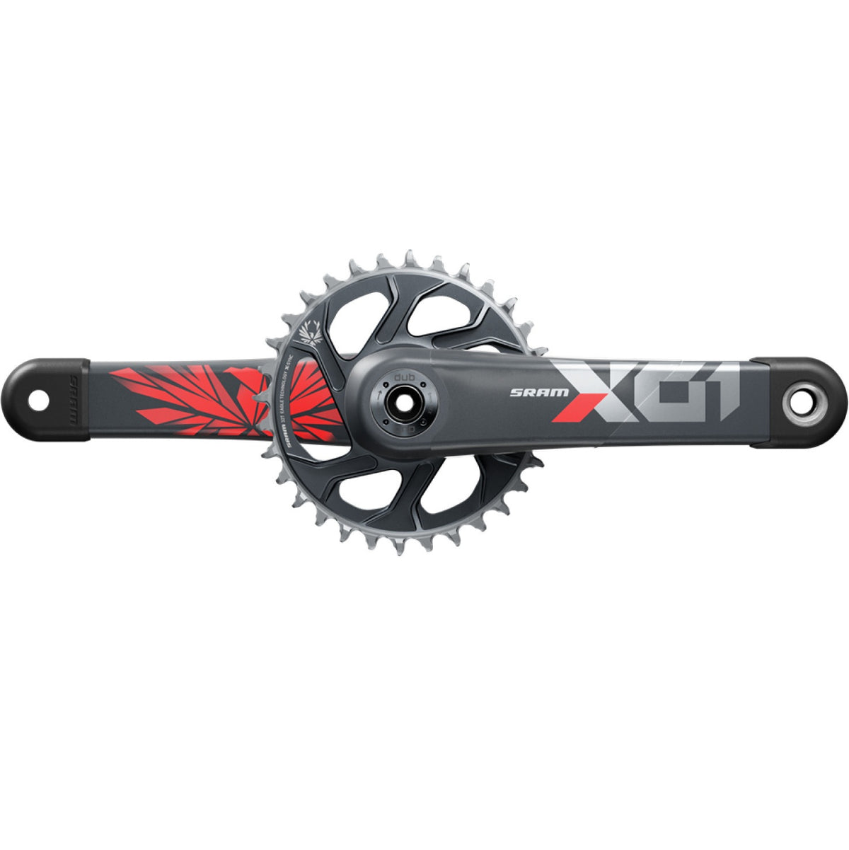 Pedaleiro monopratо de 12 velocidades SRAM EAGLE X01 DUB Lunar Oxy vermelho